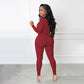 Effen kleur naadloze jumpsuit met halve rits