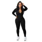 Effen kleur naadloze jumpsuit met halve rits