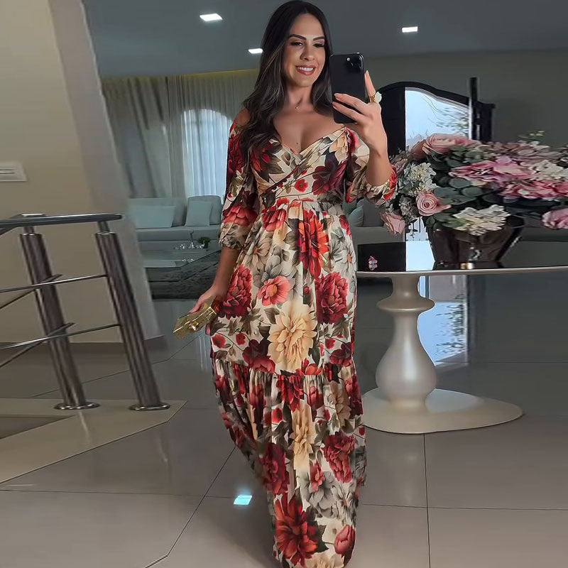 🌸Speciale prijs🌸Women's V-neck print dress