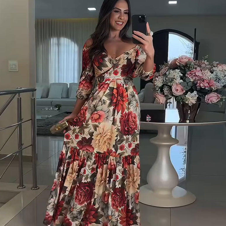 🌸Speciale prijs🌸Women's V-neck print dress