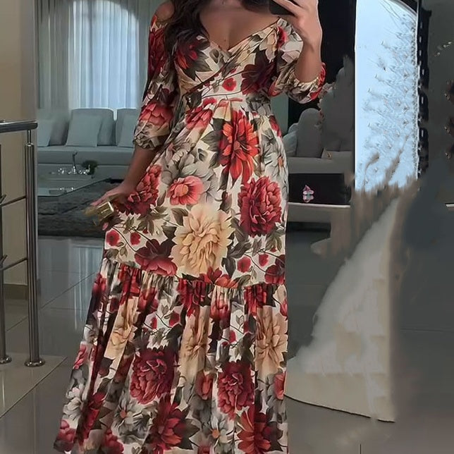 🌸Speciale prijs🌸Women's V-neck print dress