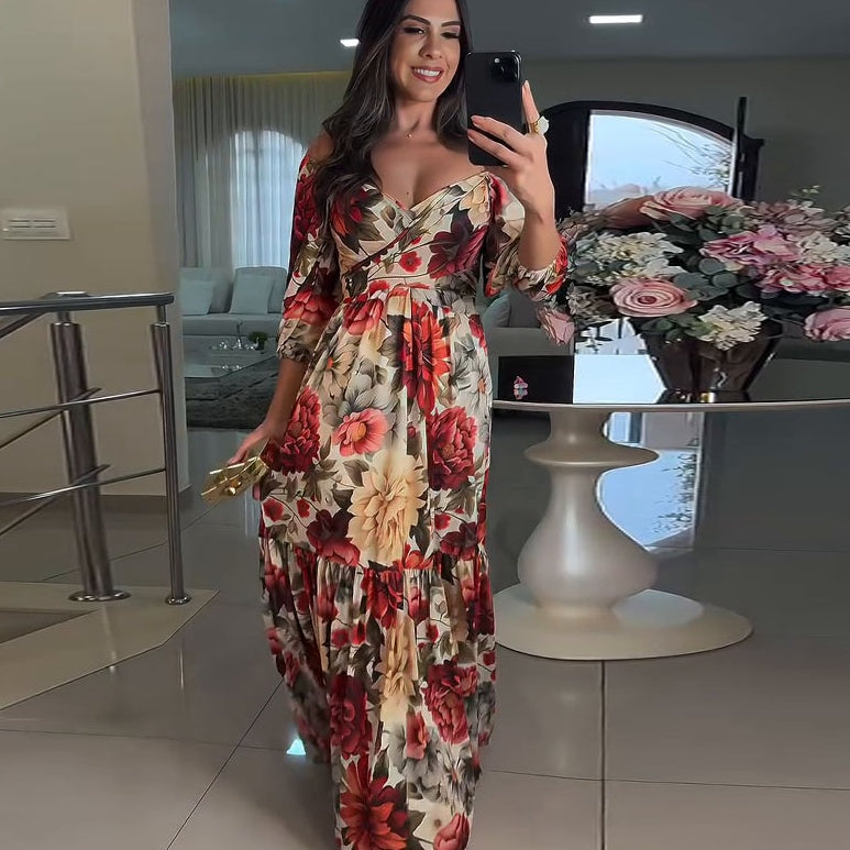 🌸Speciale prijs🌸Women's V-neck print dress