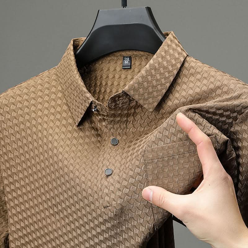 🔥Heren overhemd met korte mouwen en textuur🌬️ Comfortabel en ademend, stijlvolle textuur, perfect voor zaken en casual dragen!