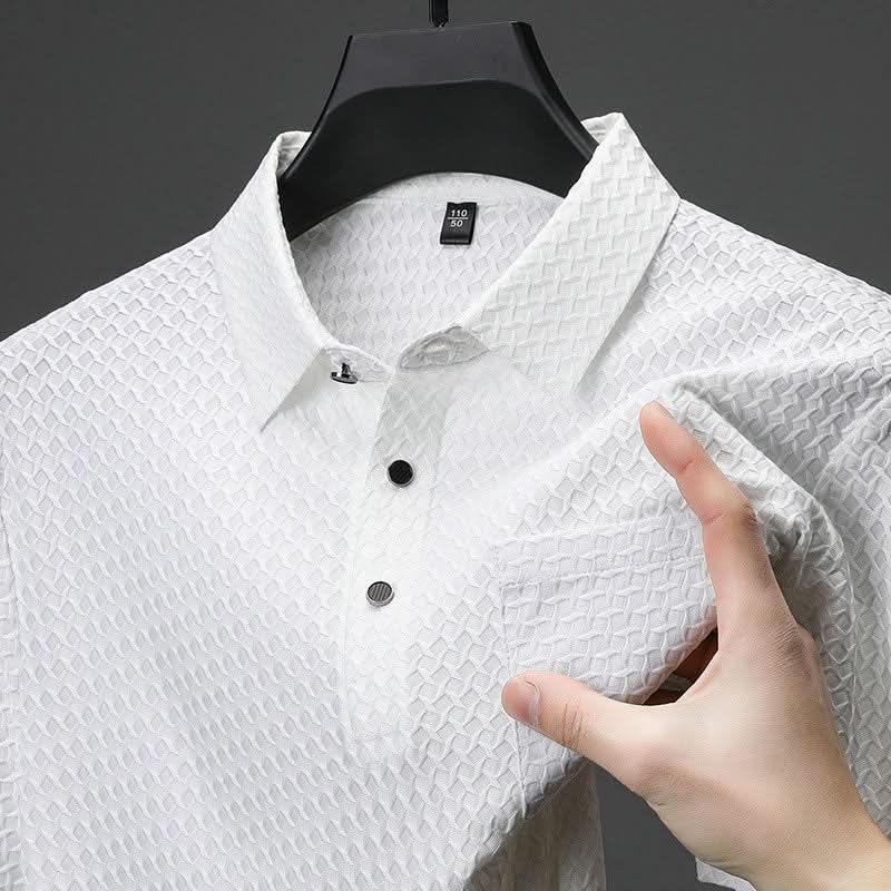 🔥Heren overhemd met korte mouwen en textuur🌬️ Comfortabel en ademend, stijlvolle textuur, perfect voor zaken en casual dragen!