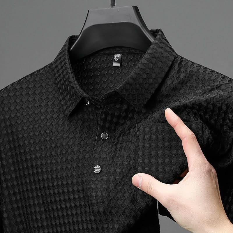 🔥Heren overhemd met korte mouwen en textuur🌬️ Comfortabel en ademend, stijlvolle textuur, perfect voor zaken en casual dragen!