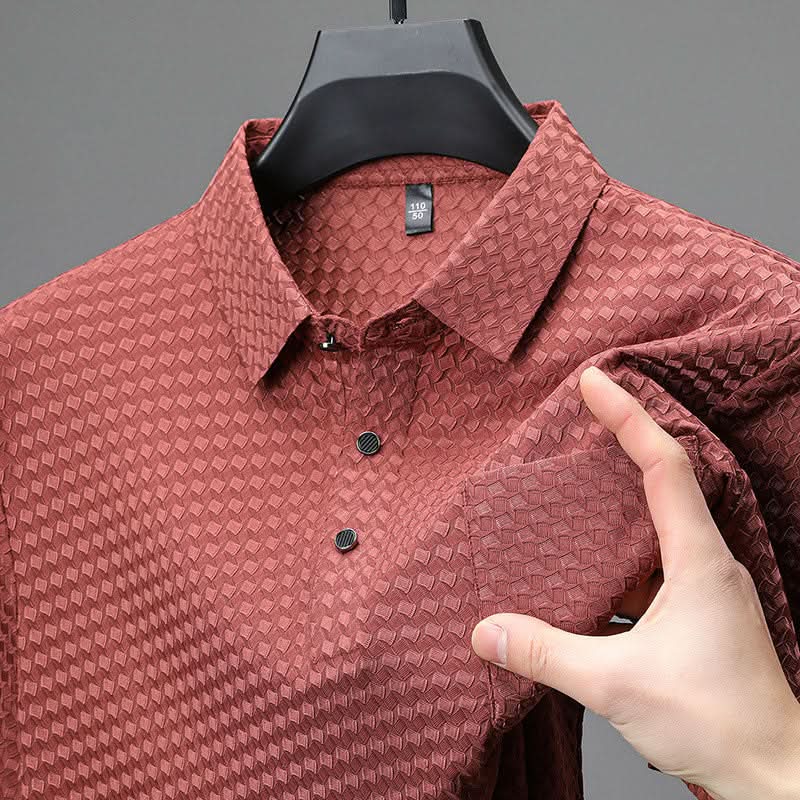 🔥Heren overhemd met korte mouwen en textuur🌬️ Comfortabel en ademend, stijlvolle textuur, perfect voor zaken en casual dragen!