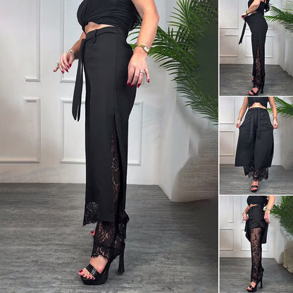Dames Sexy Kant Gevoerde Wijde Pijpenbroek