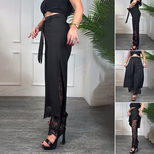 Dames Sexy Kant Gevoerde Wijde Pijpenbroek