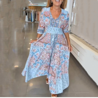 🌸 2026 Lente-Zomer Trend | Elegante bloemen maxi jurk | Vloeiende & vrouwelijke zilhouet 💃【-50%】