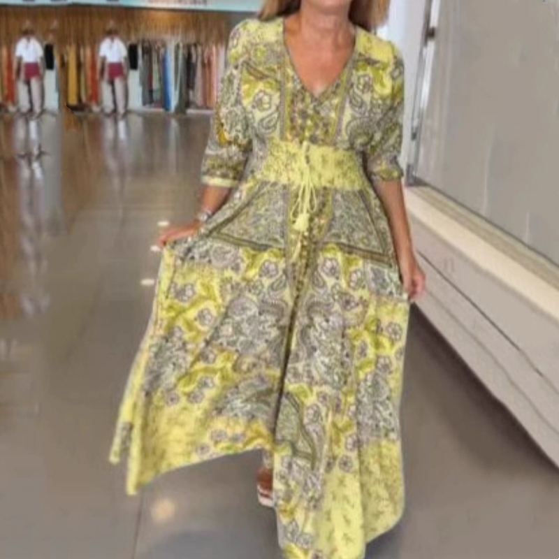 🌸 2026 Lente-Zomer Trend | Elegante bloemen maxi jurk | Vloeiende & vrouwelijke zilhouet 💃【-50%】
