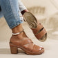 Dames Vintage Holle Chunky Hak Sandalen