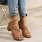 Dames Vintage Holle Chunky Hak Sandalen