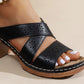 Dames Vintage Holle Chunky Hak Sandalen
