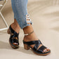 Dames Vintage Holle Chunky Hak Sandalen
