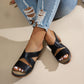 Dames Vintage Holle Chunky Hak Sandalen