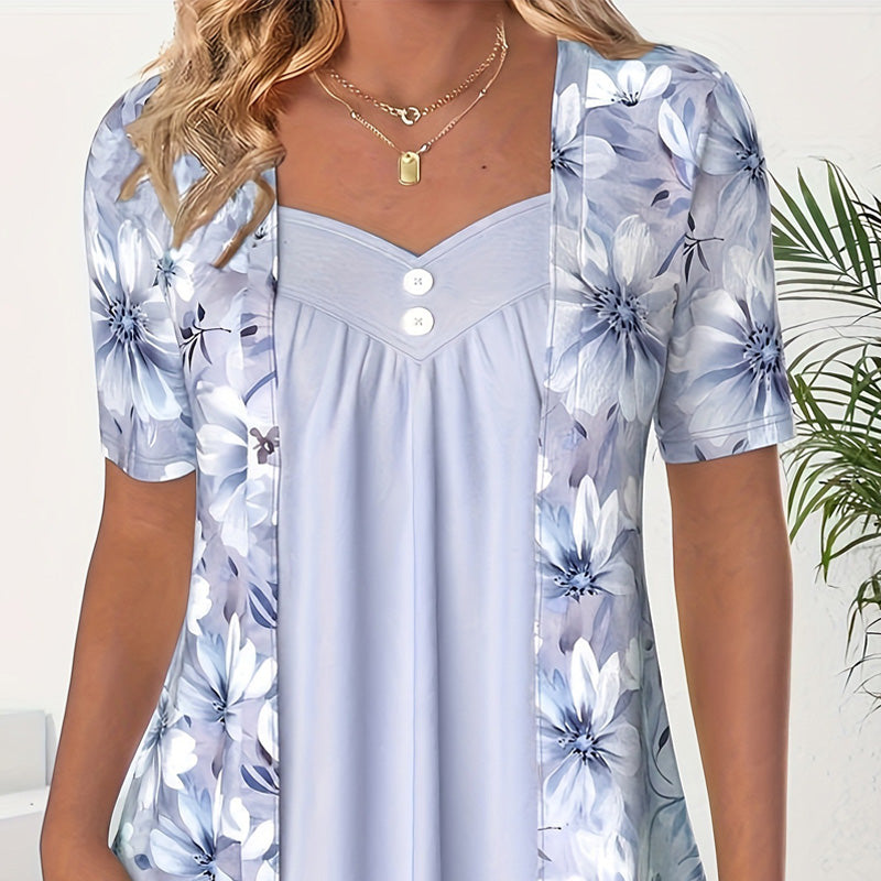 🌈2025 Nieuwe producten – 50% KORTING!❤️Onregelmatige gebloemde patchwork top voor dames