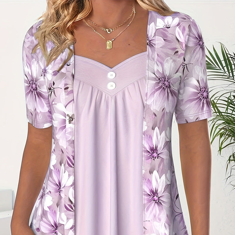 🌈2025 Nieuwe producten – 50% KORTING!❤️Onregelmatige gebloemde patchwork top voor dames