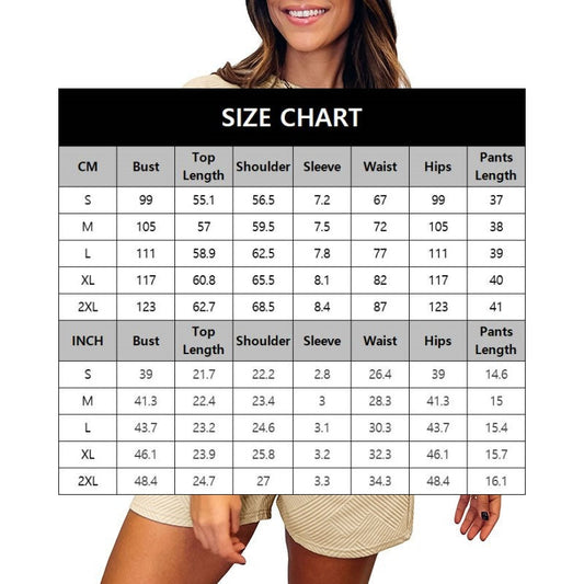 🌴Zomerspecials🌴Damesset met effen, getextureerd, casual top met korte mouwen en trekkoord