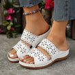Casual Slippers voor Dames met Platte Zool en Opengewerkt Bloemenmotief