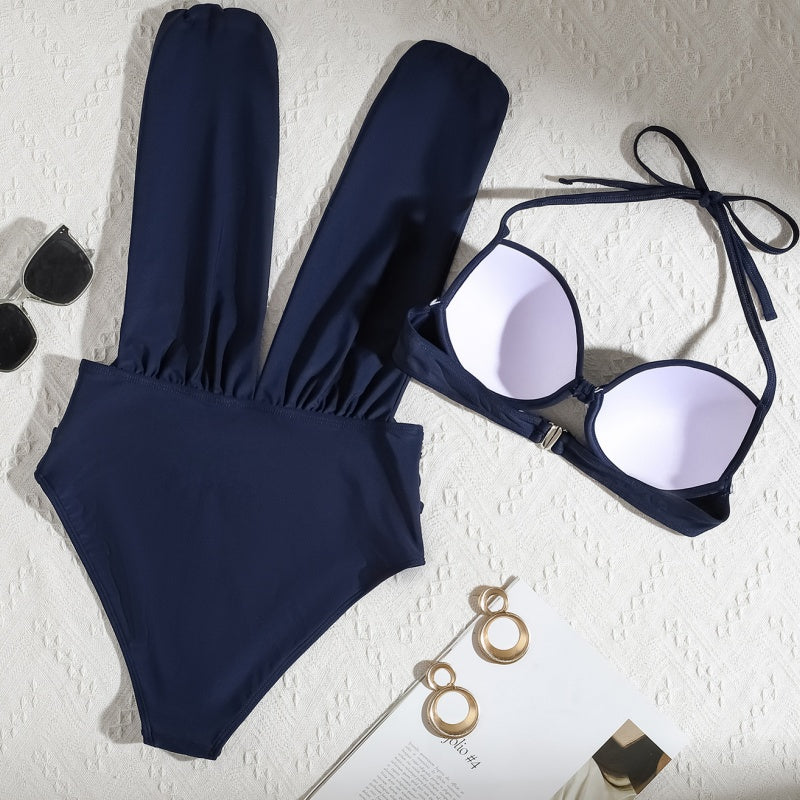⏳Beperkte tijd 50% korting!🌸Effen badpak met strik voor dames, set van 2 stuks