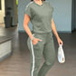 Dames casual effen kleur top trekkoord broek sportset