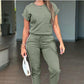 Dames casual effen kleur top trekkoord broek sportset