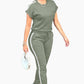 Dames casual effen kleur top trekkoord broek sportset