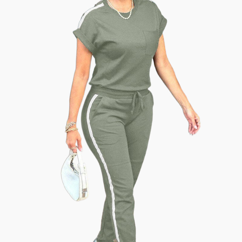 Dames casual effen kleur top trekkoord broek sportset