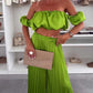 Dames Sexy Effen Kleur Top Wijde Benen Broek Tweedelige Set
