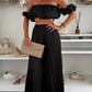 Dames Sexy Effen Kleur Top Wijde Benen Broek Tweedelige Set