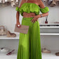 Dames Sexy Effen Kleur Top Wijde Benen Broek Tweedelige Set