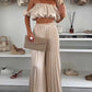 Dames Sexy Effen Kleur Top Wijde Benen Broek Tweedelige Set