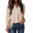 Casual 3/4 mouwen shirt met V-hals
