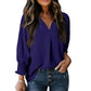 Casual 3/4 mouwen shirt met V-hals
