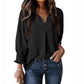 Casual 3/4 mouwen shirt met V-hals