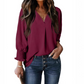 Casual 3/4 mouwen shirt met V-hals