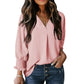 Casual 3/4 mouwen shirt met V-hals