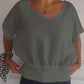 💝Eenvoudig effen T-shirt met V-hals en halve mouwen💛