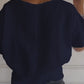 💝Eenvoudig effen T-shirt met V-hals en halve mouwen💛