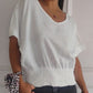 💝Eenvoudig effen T-shirt met V-hals en halve mouwen💛