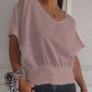 💝Eenvoudig effen T-shirt met V-hals en halve mouwen💛