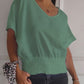 💝Eenvoudig effen T-shirt met V-hals en halve mouwen💛