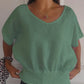 💝Eenvoudig effen T-shirt met V-hals en halve mouwen💛