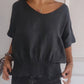 💝Eenvoudig effen T-shirt met V-hals en halve mouwen💛