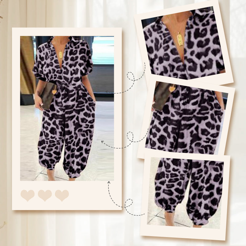 Casual, losse jumpsuit met korte mouwen en knoopsluiting voor dames