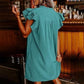 Dames casual V-hals jurk met ruches en plooien