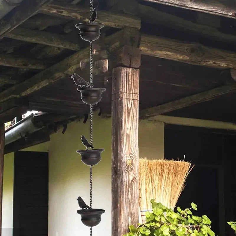 🔥Waar regen en kunst samenkomen – Decoratieve regenketting met vogelbadontwerp