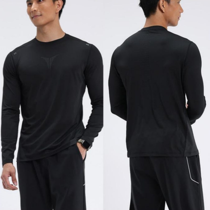 Casual T-shirt met lange mouwen en sneldrogend sportief T-shirt voor heren