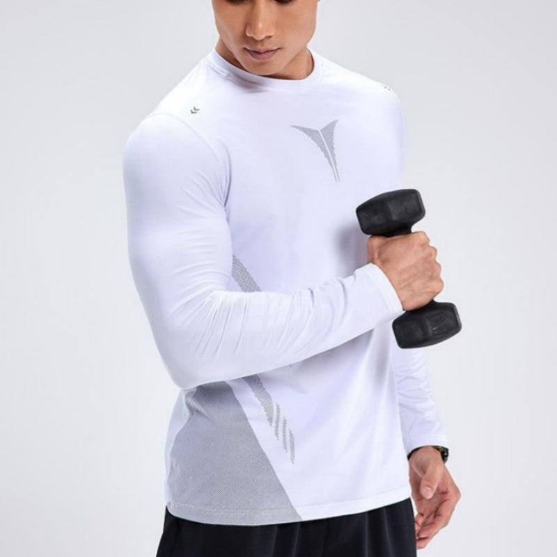 Casual T-shirt met lange mouwen en sneldrogend sportief T-shirt voor heren