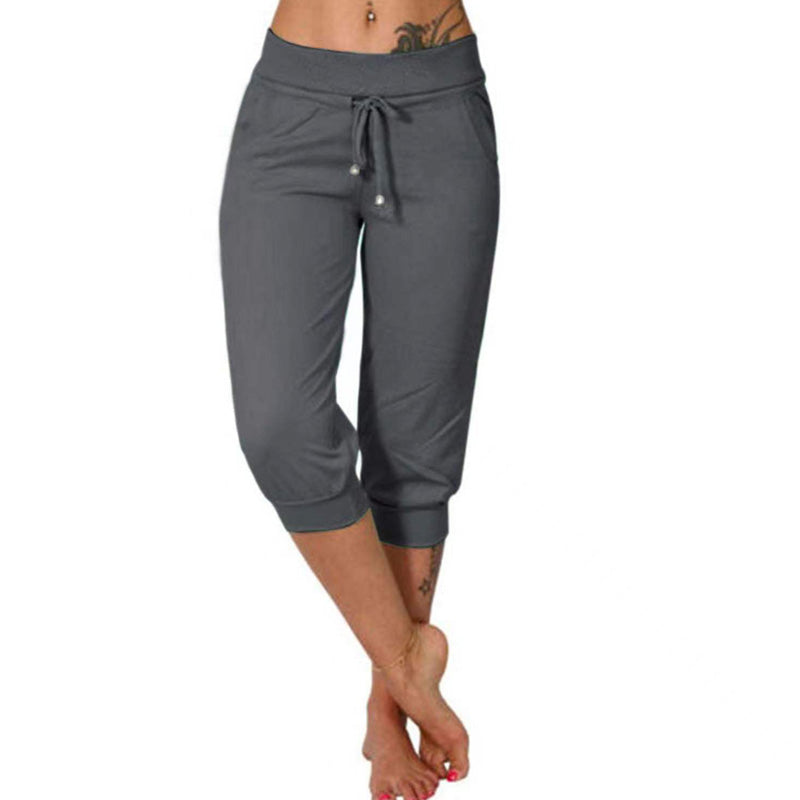 3/4 High-Waist Slim Fit Joggingbroek met Trekkoordzak